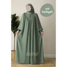 Asilnur Moda Elif Ferace Şal Hediyeli Takım Su Yeşili