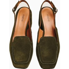 Anthropologie Maeve Deri Slingback Loafer Kalın Topuklu Ayakkabı