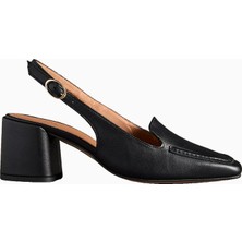 Anthropologie Maeve Deri Slingback Loafer Kalın Topuklu Ayakkabı