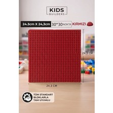 Kuzu Toys Classic Kırmızı Zemin Yapı Blok Taban Plakası 30X30|24,3X24,3 cm