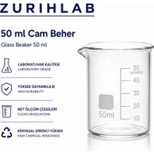 ZURIHLAB Cam Beher 50 mL - Dereceli Laboratuvar Ölçü Kabı