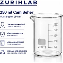 ZURIHLAB Cam Beher 250 mL - Dereceli Laboratuvar Ölçü Kabı