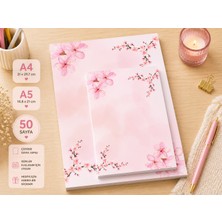 Miray Craft Pembe Çiçekli Temalı 2'li Set (A4-A5) Notepad - Not Defteri - Bloknot