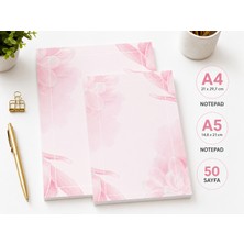 Miray Craft Pembe Çiçekli Temalı 2'li Set (A4-A5) Notepad - Not Defteri - Bloknot