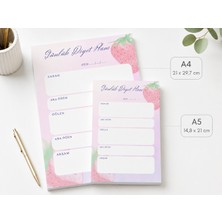 Miray Craft Günlük Diyet Planı A4 + A5 Notepad Seti – Çilek Temalı Beslenme ve Öğün Takip Planlayıcı Bloknot (50 Syf)