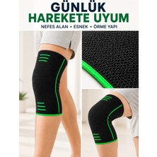Sungur's Store Siyah Yeşil Örme Dizlik Esnek ve Nefes Alabilen Spor Diz Desteği