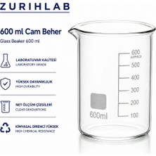 ZURIHLAB Cam Beher 600 mL - Dereceli Laboratuvar Ölçü Kabı