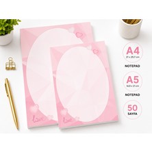 Miray Craft Pembe Kalp Temalı 2'li Set (A4-A5) Notepad - Not Defteri - Bloknot