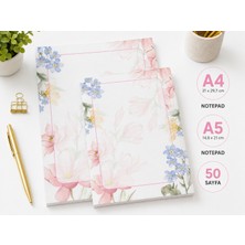 Miray Craft Floral Desenli 2'li Set (A4-A5) Notepad - Not Defteri - Bloknot