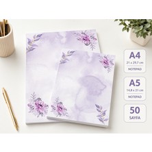 Miray Craft Mor Çiçek Temalı 2'li Set (A4-A5) Notepad - Not Defteri - Bloknot