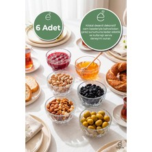 Evonita 6lı Cam Çerezlik Reçellik Kase Seti 135 ml Kahvaltılık Sosluk Mini Sunumluk Şeffaf Cam