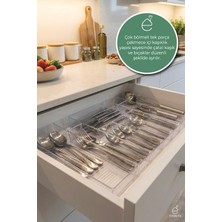 Evonita Çekmece Içi Kaşıklık Organizer Seti Şeffaf Mutfak Çatal Bıçak Düzenleyici Bölmeli Set 10 Parça