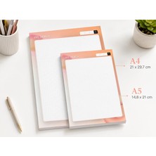 Miray Craft Turuncu Pembe Kare Desenli  2'li Set (A4-A5) Notepad - Not Defteri - Bloknot