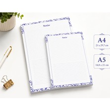 Miray Craft Mavi Motifli Temalı  2'li Set (A4-A5) Notepad - Not Defteri - Bloknot (Noktalı ve Çizgili)