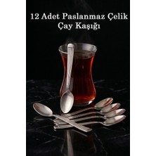 Çanak Sepeti Paslanmaz Çelik 12LI Rostfrei Çay Kaşığı Takımı Elif Model