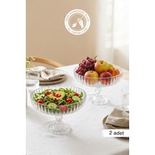 Glamis Selen Concept Linea Damla Model Ayaklı El Yapımı Cam Salata ve Meyve Kasesi 2'li Set