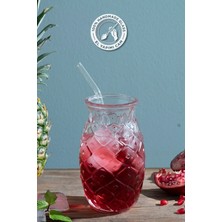 Glamis Cam Ananas Model Kokteyl Bardak Şeffaf Desenli 350 ml Tek Parça El Yapımı