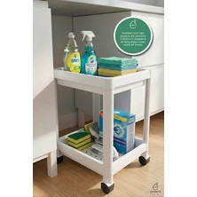 Evonita Tekerlekli 2 Katlı Raf Düzenleyici Mini Organizer 36X23X40 cm Banyo Mutfak Depolama Arabası