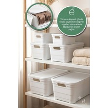 Evonita 6 Parça Kapaklı Saklama Kutusu Seti Organizer Dolap Içi Düzenleyici Kutu 2x2.8lt 2x8.2lt 2X10.8 Lt