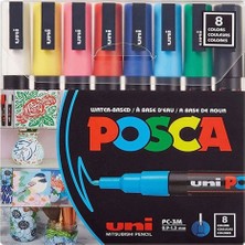 Uni-Ball Uni Posca 0.9-1.3 Su Bazlı Poster Markörü Ana Renk 8li