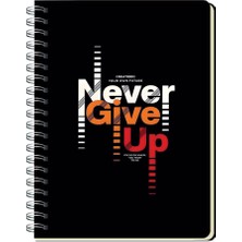 Deffter Just A5 Spiralli Sert Kapak Çizgili Defter Never Give Up