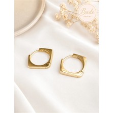 Bade Jewelry Xuping Kadın Kararmaz 14K Gold Köşeli Halka Çelik Küpe