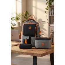 9013 3'lü Set Ortopedik Sırt Çantası Siyah Çok Bölmeli Ilkokul Okul Çantası Cinsiyet: Unisex