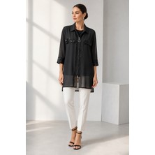 Bihan Store Aynalı Pul Detaylı Şifon Tunik ve Iç Badi Ikili Takım Y26-9736-SIYAH