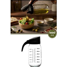 Flora Ölçülü Cam Kavanoz Yağdanlık Sosluk Sütlük 1000 Ml, Derin Ölçekli Şeffaf Sıvı Depolama ve Sos Şişesi