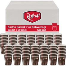 Roll-Up 7 oz Kahverengi Karton Bardak 1000 Adet 50li 20 Paket Kullanım İçin Uygun
