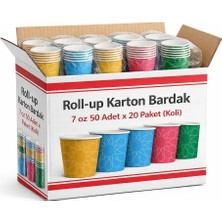 Roll-Up 7 oz Kahverengi Karton Bardak 1000 Adet 50li 20 Paket Kullanım İçin Uygun
