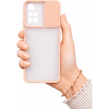 Noktaks Xiaomi Redmi Note 11T 5g Uyumlu Kılıf Sürgülü Kamera Korumalı Mat Lensi Telefon Kılıfı - Pembe Açık
