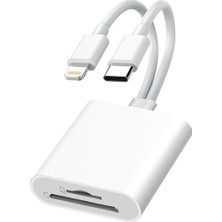 Alfais 6083 Type-C Lightning Kart Okuyucu Micro Sd Tf Hafıza Kart Adaptörü Çevirici Çoklayıcı Sdhc