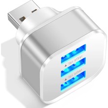Alfais 6075 USB Hub 3 Port Çoklayıcı Adaptör Bilgisayar Laptop Araç Şarj Çoklu Çoğaltıcı