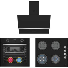 Simfer 0+9 Fonksiyon Airfry Siyah Dijital 3'lü Ankastre Set(8215 Fırın + 3508 Ocak + 8738 Davlumbaz)