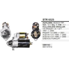 Remark Marş Motoru 9diş 1,1kw 12V Passat B5 1.8/1.8t 97-00 1,6 99-01 Audi A6 1,8t 98-00 A4 1,8t 96-00 STR6525
