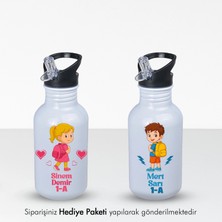 Hanibana Öğrencilere Özel Isimli Kopçalı Pipetli Matara & Çocuk Suluğu - 600ML