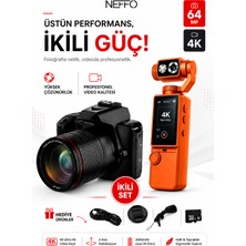 Neffo 4K Wifi Dijital Fotoğraf Makinesi Kamera | 3.0" LCD Taşınabilir Vlog Spor ve Aksiyon Kamerası