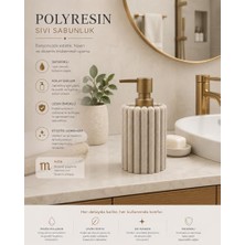 Polyresin Sıvı Sabunluk, Modern Çizgili, Krem Renk, Mat Doku, Sıvı Sabun, Pompalı, Kozmetik Şişesi, Doldurulabilir Sıvı Sabunluk, Banyo Mutfak Lavabo Otel Karavan Mien Aksesuarı