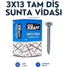 Çetin Kraft Dın 7505A Yhb Sivri Uçlu Tam Diş Sunta Vidası 3X13 1000 Adetli Kutu