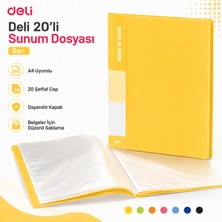 Deli A4 20'li Sunum Dosyası 20 Şeffaf Cepli Display Book Evrak ve Belge Dosyası
