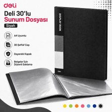 Deli A4 30'lu Sunum Dosyası 30 Şeffaf Cepli Display Book Evrak Belge ve Proje Dosyası