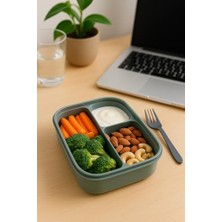 TeknoKapsül Vakumlu Lunchbox Yemek Kabı – Sızdırmaz, Taşınabilir ve Sağlıklı Saklama Kutusu | Çatal Kaşık Bölmeli | Gıda Dostu (Yeşil)
