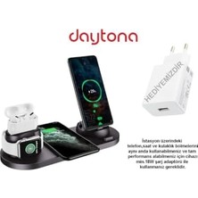 TeknoKapsül BW06 5in1 Kablosuz Wireless Hızlı Şarj Standı Iwatch Airpods iPhone Uyumlu (Kablosuz Şarj Standı) -Siyah