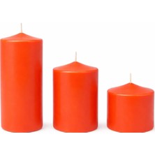 TeknoKapsül 3’lü Dekoratif Silindir Blok Mum Seti,turuncu Renk, Içten Yanan Fitilli Sütun Mumlar, 7 cm Çap, 7 Cm, 10 Cm, 15 cm Yükseklik, Ev Dekorasyonu, Masa ve Özel Gün Ambiyans Mumları