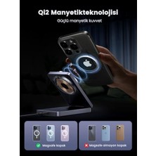 TeknoKapsül Magflow Qi2 Sertifikalı 15W iPhone Şarj Istasyonu, Magsafe ile Uyumlu 2'si 1 Arada Manyetik Şarj Istasyonu, iPhone 16,16 Pro,16 Pro Max,15,14,13,airpods Için Katlanabilir Kablosuz Şarj Cihazı