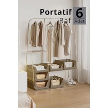 TeknoKapsül Mithra Life 6 Bölmeli Kayar Raf Organizer Dolap Içi Kıyafet Aksesuar Düzenleyici Bej 45X35 cm MIT1260