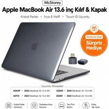 TeknoKapsül MacBook Air 13.6 Inç M2 M3 M4 M5 Uyumlu Sert Kılıf | Ultra Şeffaf Hard Case – A2681 A3113 A3240 A3449 Tam Uyum Ince Hafif Koruma Siyah