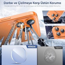 TeknoKapsül iPhone 17 Pro-17 Pro Max ile Uyumlu Alüminyum Alaşım Çerçeveli ve 9h Sertliğinde Temperli Camlı Lens Koruyucu (Kozmik Turuncu, Lens Glass)