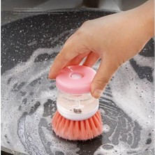 TeknoKapsül 3’lü Sabunluklu Avuç Içi Bulaşık Fırçası – Doldurulabilir Sabun Hazneli, Ergonomik Silikon Saplı, Yapışmaz Yüzey Dostu, Tencere ve Tabak Temizliği Için Dayanıklı Naylon Filament, Asorti Renkli, 9x7 cm